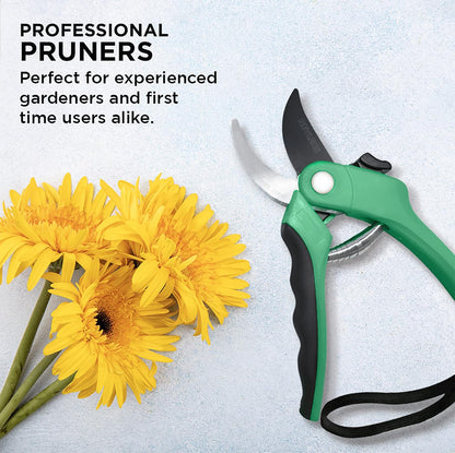 8" Green Bypass Pruning Shears Heavy Duty Pruning Scissors