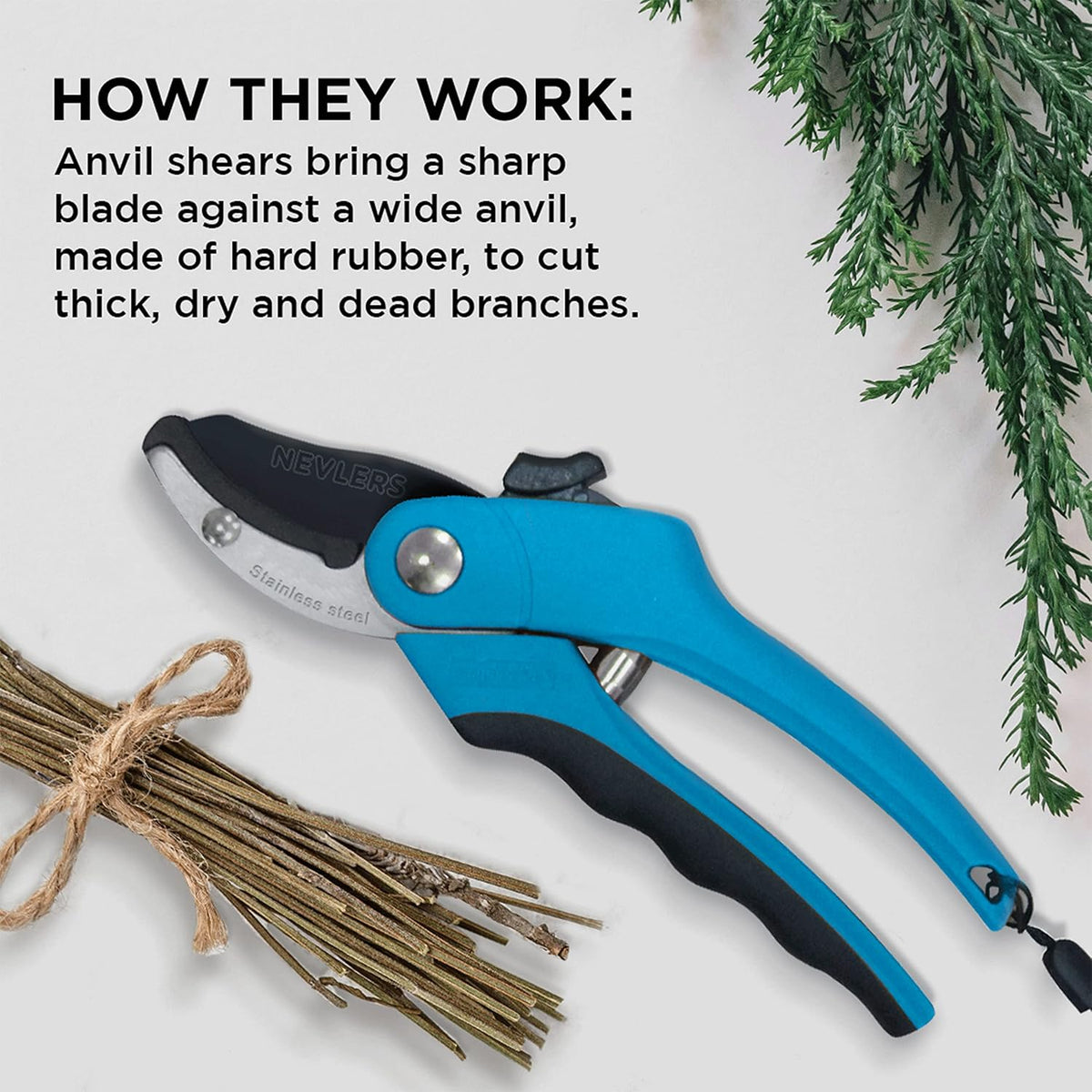 8" Green Bypass Pruning Shears Heavy Duty Pruning Scissors