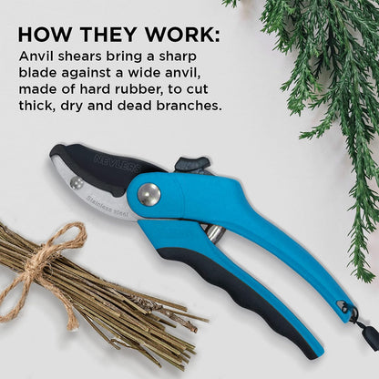 8" Green Bypass Pruning Shears Heavy Duty Pruning Scissors