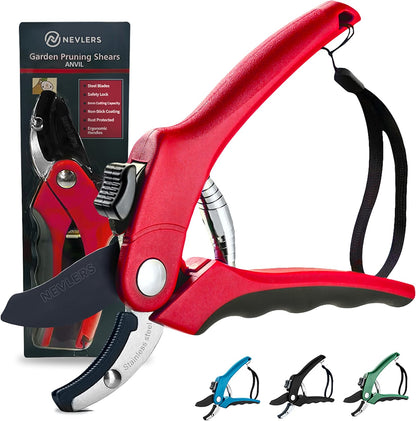 8" Green Bypass Pruning Shears Heavy Duty Pruning Scissors