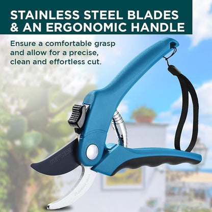 8" Green Bypass Pruning Shears Heavy Duty Pruning Scissors