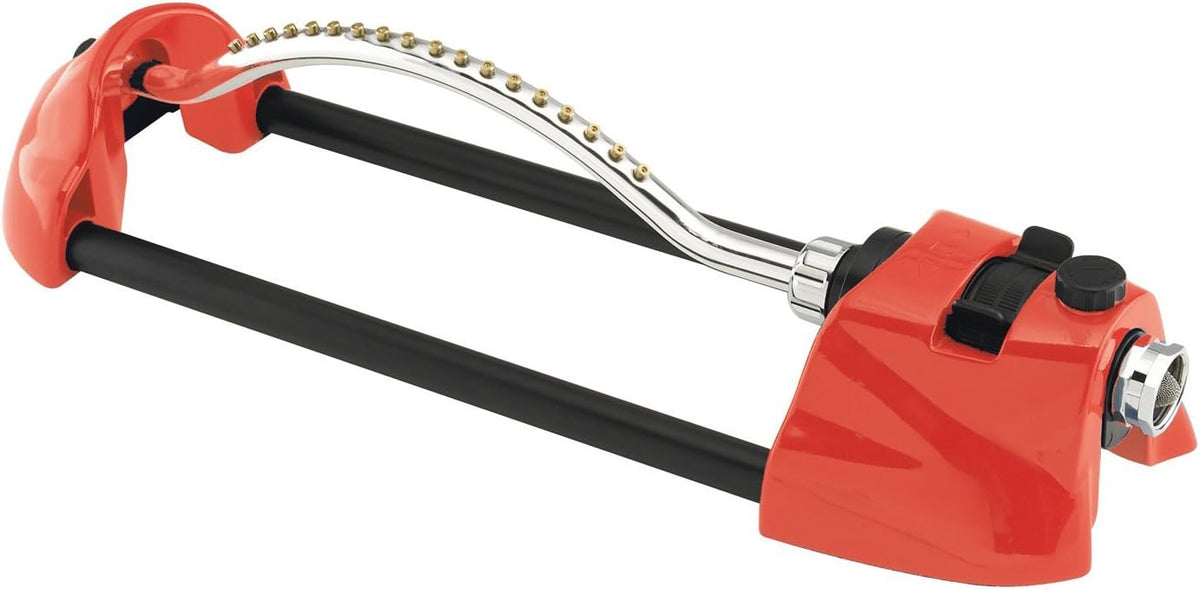 10-15001 18" Red Premium Metal Oscillating Sprinkler With Brass Nozzle Jets