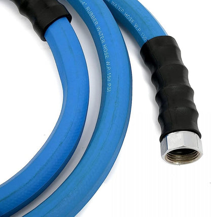 AG-LITE AL3415 3/4" x 15' Rubber Farm & Ranch Water Hose, Lightweight, 500 PSI, 50F to 190F Degree, Polyester Braided, Brass GHT Fittings, 4 Finger-Grip Bend Restrictor, Agriculture & Industrial Use