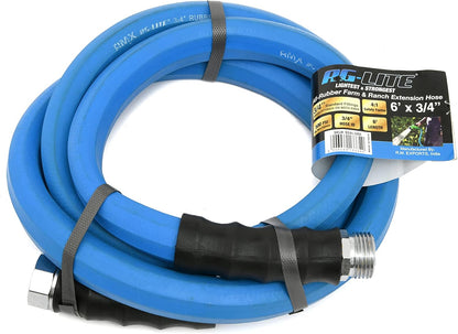 AG-LITE AL3415 3/4" x 15' Rubber Farm & Ranch Water Hose, Lightweight, 500 PSI, 50F to 190F Degree, Polyester Braided, Brass GHT Fittings, 4 Finger-Grip Bend Restrictor, Agriculture & Industrial Use
