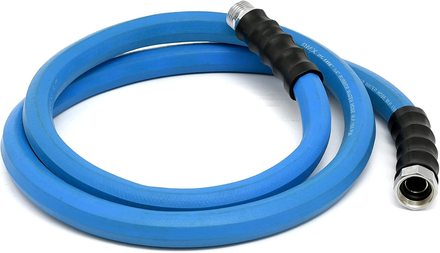 AG-LITE AL3415 3/4" x 15' Rubber Farm & Ranch Water Hose, Lightweight, 500 PSI, 50F to 190F Degree, Polyester Braided, Brass GHT Fittings, 4 Finger-Grip Bend Restrictor, Agriculture & Industrial Use