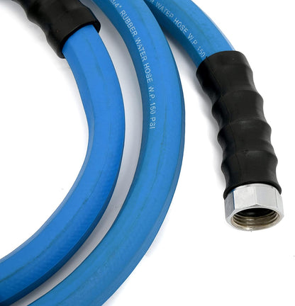 AG-LITE AL3415 3/4" x 15' Rubber Farm & Ranch Water Hose, Lightweight, 500 PSI, 50F to 190F Degree, Polyester Braided, Brass GHT Fittings, 4 Finger-Grip Bend Restrictor, Agriculture & Industrial Use