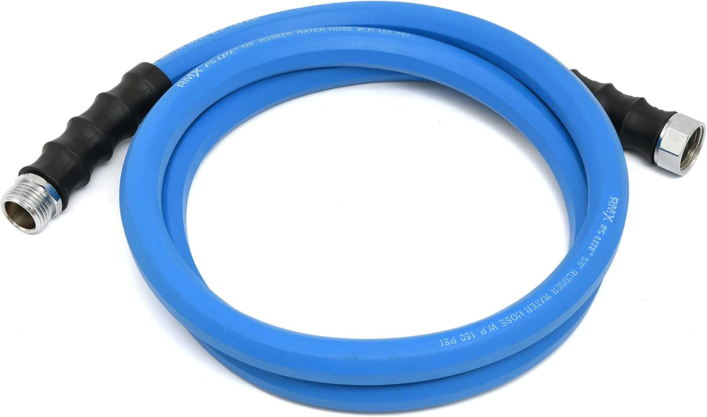 AG-LITE AL3415 3/4" x 15' Rubber Farm & Ranch Water Hose, Lightweight, 500 PSI, 50F to 190F Degree, Polyester Braided, Brass GHT Fittings, 4 Finger-Grip Bend Restrictor, Agriculture & Industrial Use