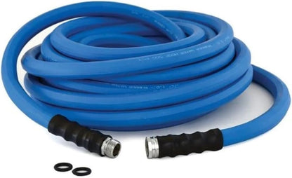 AG-LITE AL3415 3/4" x 15' Rubber Farm & Ranch Water Hose, Lightweight, 500 PSI, 50F to 190F Degree, Polyester Braided, Brass GHT Fittings, 4 Finger-Grip Bend Restrictor, Agriculture & Industrial Use