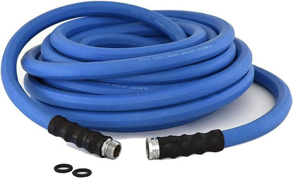 AG-LITE AL3415 3/4" x 15' Rubber Farm & Ranch Water Hose, Lightweight, 500 PSI, 50F to 190F Degree, Polyester Braided, Brass GHT Fittings, 4 Finger-Grip Bend Restrictor, Agriculture & Industrial Use