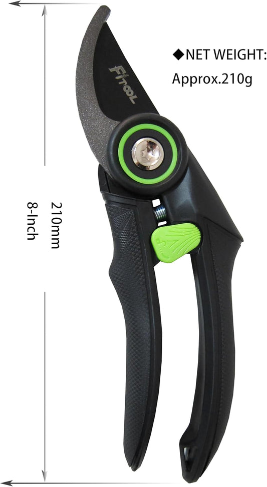 Professional Secateurs, with Super Sharp SK5 Steel Blades, Gardening Hand Clippers Pruners, Garden Trimming Scissors, Pruning Shears 8-Inch (Bypass)