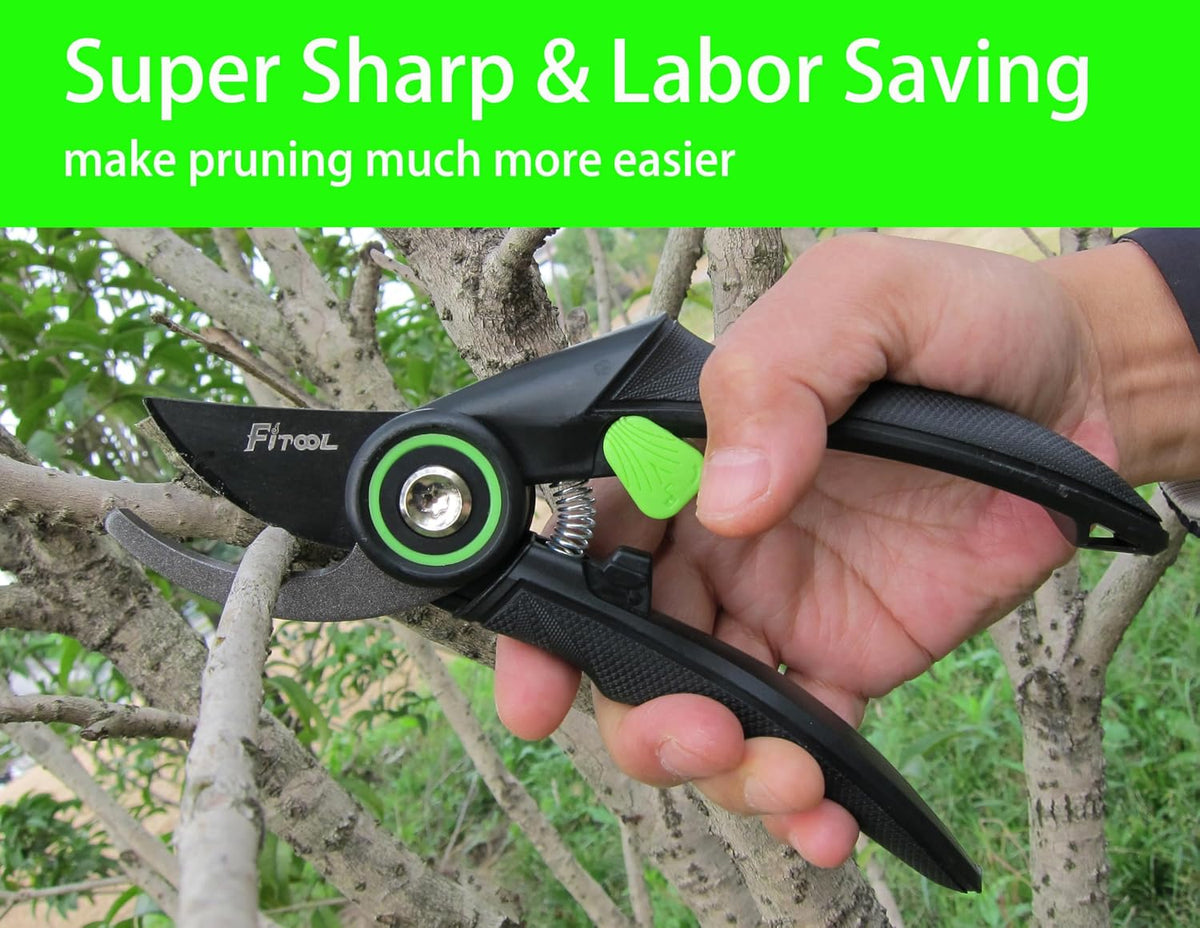 Professional Secateurs, with Super Sharp SK5 Steel Blades, Gardening Hand Clippers Pruners, Garden Trimming Scissors, Pruning Shears 8-Inch (Bypass)