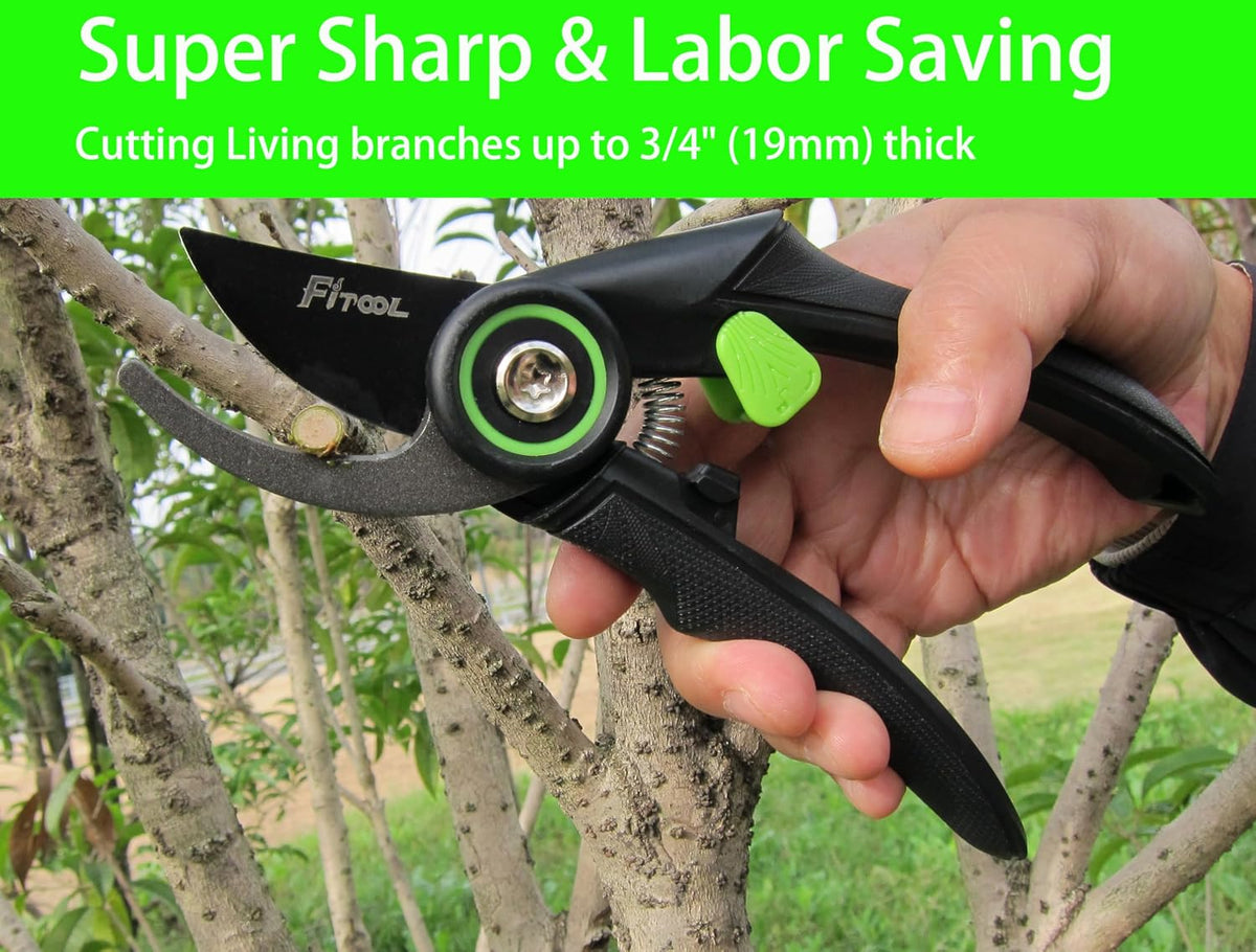 Professional Secateurs, with Super Sharp SK5 Steel Blades, Gardening Hand Clippers Pruners, Garden Trimming Scissors, Pruning Shears 8-Inch (Bypass)