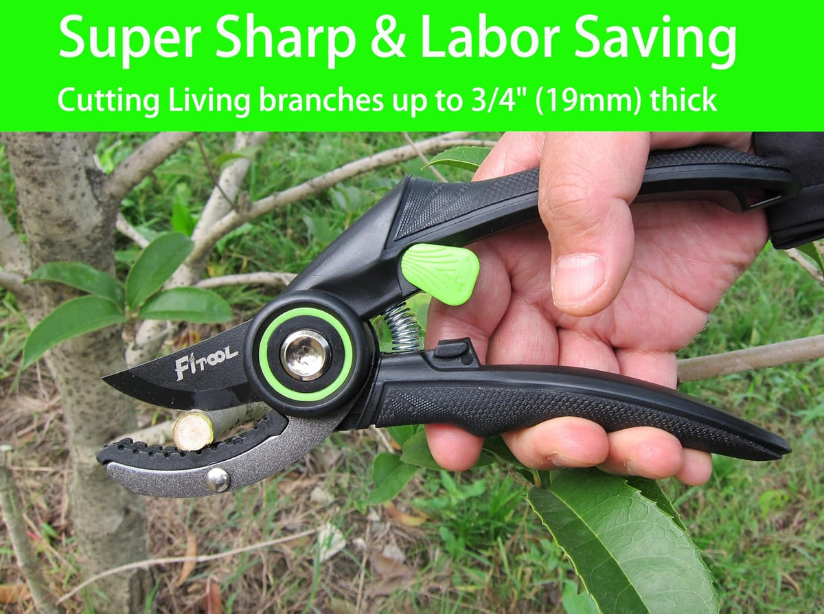 Professional Secateurs, with Super Sharp SK5 Steel Blades, Gardening Hand Clippers Pruners, Garden Trimming Scissors, Pruning Shears 8-Inch (Bypass)