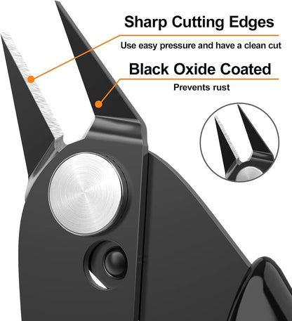 Small Wire Cutters for Crafts Diagonal Flush Cutters 5" Black