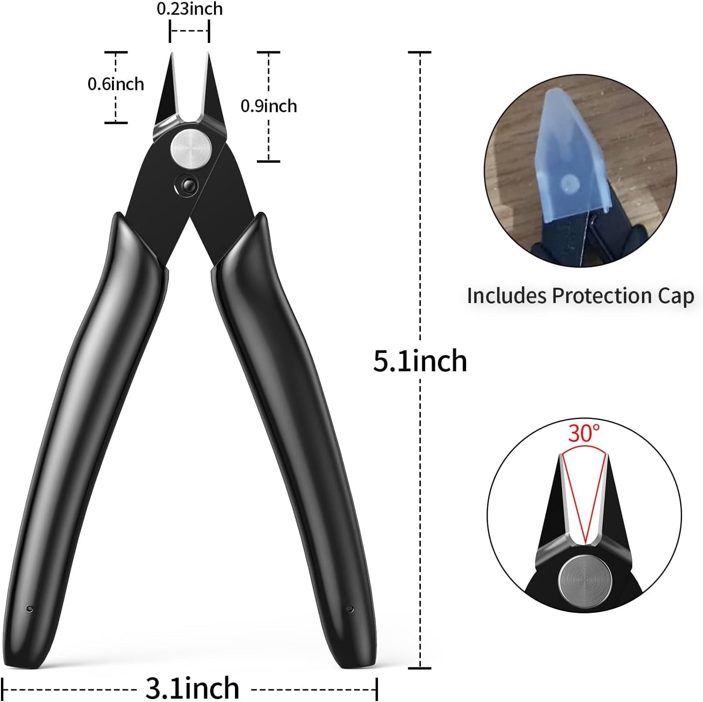 Small Wire Cutters for Crafts Diagonal Flush Cutters 5" Black