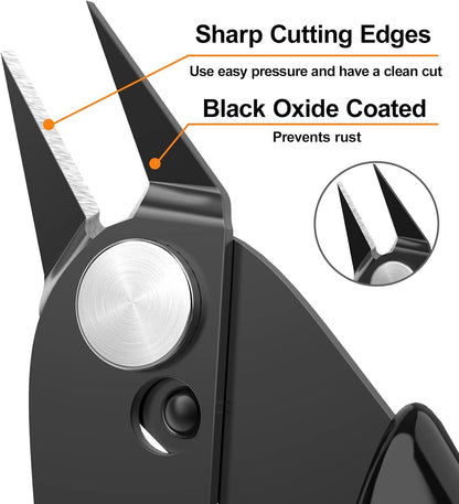 Small Wire Cutters for Crafts Diagonal Flush Cutters 5" Black