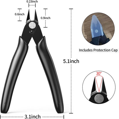 Small Wire Cutters for Crafts Diagonal Flush Cutters 5" Black