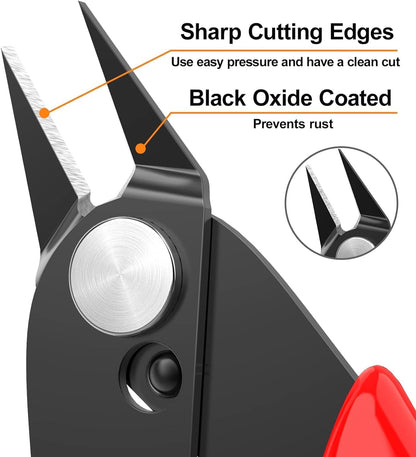 Small Wire Cutters for Crafts Diagonal Flush Cutters 5" Black