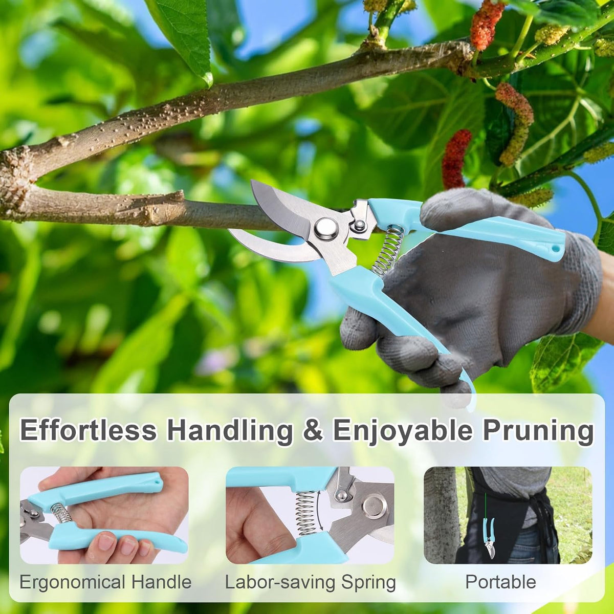 2 Pack Pruning Shears, Stainless Steel Sharp Blade, for Home Gardeners
