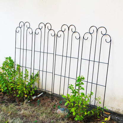 4 Pack Black Garden Trellis 45” x 15.9” for Climbing Plant Rustproof Iron Plant Support Patio Flower Metal Trelli Wire Lattices Grid Panels for Ivy Cucumbers Clematis Roses