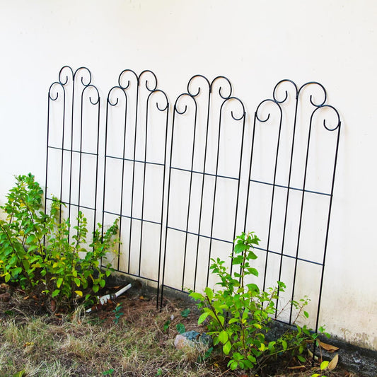 4 Pack Black Garden Trellis 45” x 15.9” for Climbing Plant Rustproof Iron Plant Support Patio Flower Metal Trelli Wire Lattices Grid Panels for Ivy Cucumbers Clematis Roses
