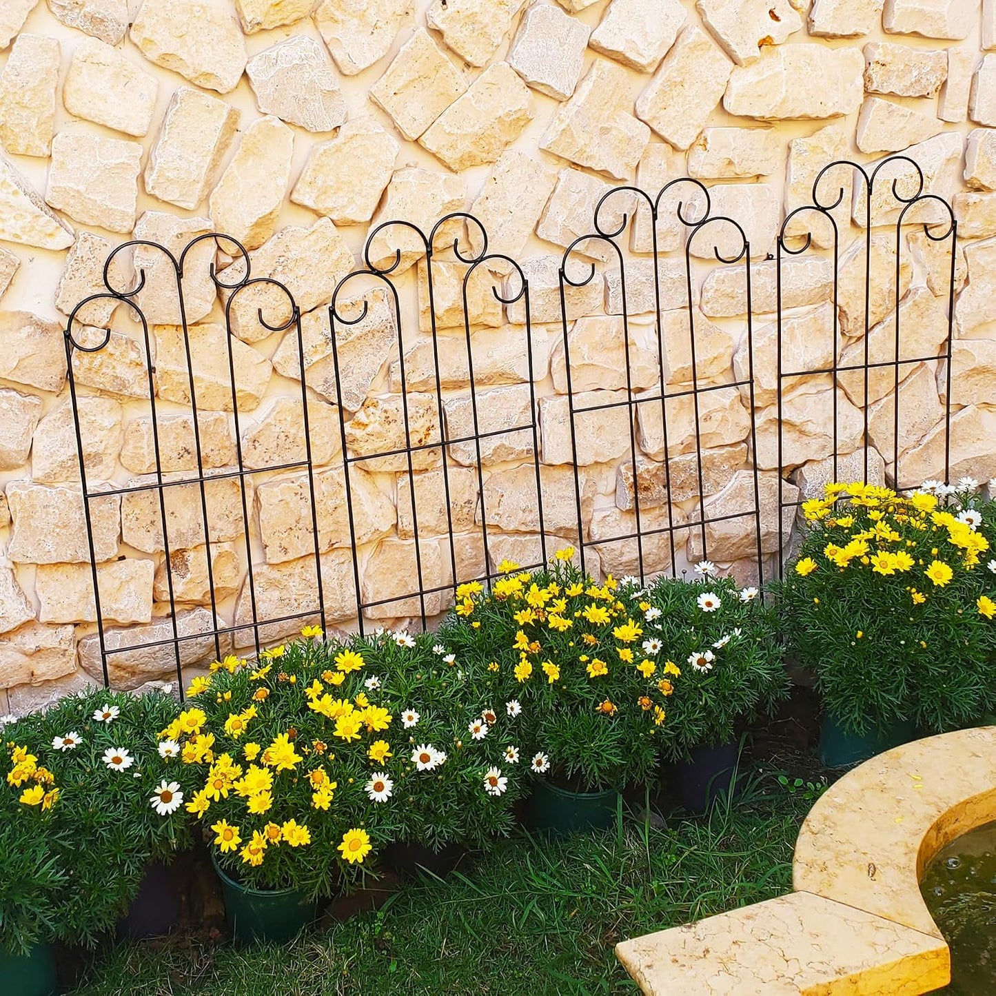 4 Pack Black Garden Trellis 45” x 15.9” for Climbing Plant Rustproof Iron Plant Support Patio Flower Metal Trelli Wire Lattices Grid Panels for Ivy Cucumbers Clematis Roses