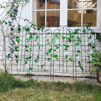 4 Pack Black Garden Trellis 45” x 15.9” for Climbing Plant Rustproof Iron Plant Support Patio Flower Metal Trelli Wire Lattices Grid Panels for Ivy Cucumbers Clematis Roses