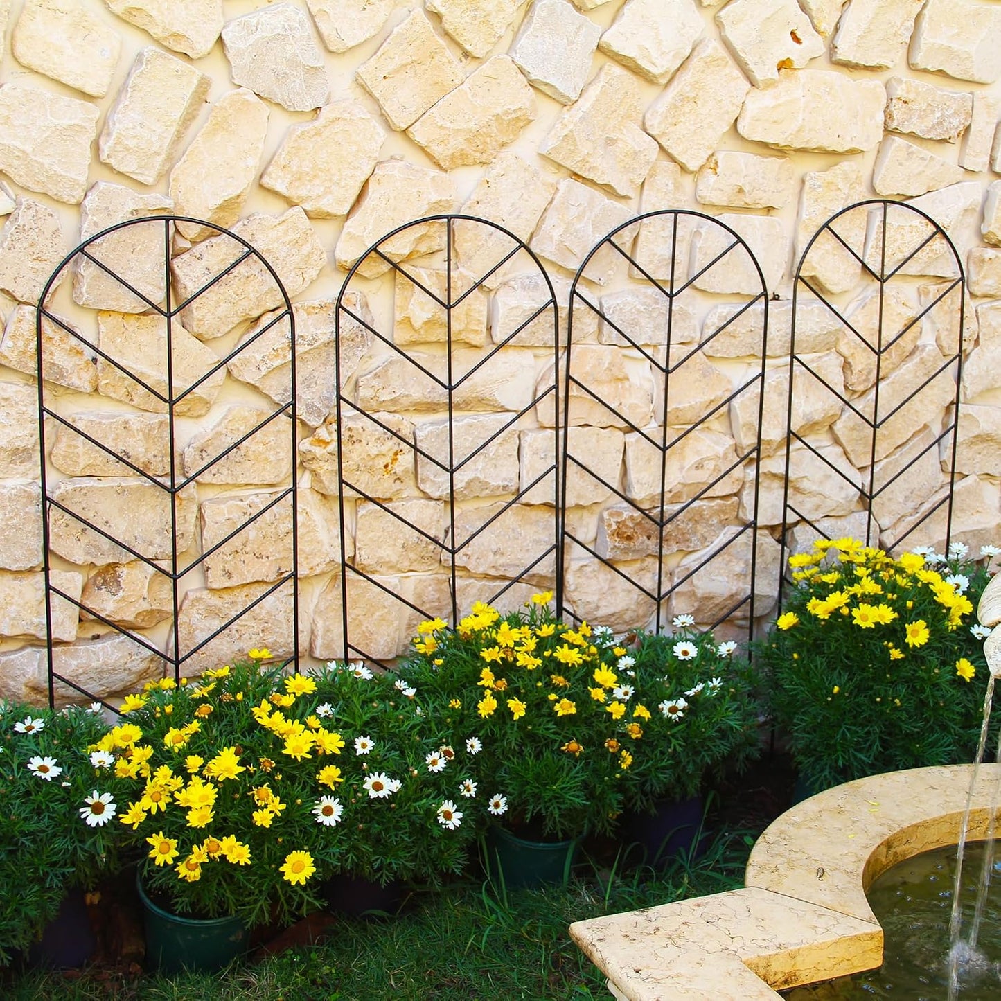 4 Pack Black Garden Trellis 45” x 15.9” for Climbing Plant Rustproof Iron Plant Support Patio Flower Metal Trelli Wire Lattices Grid Panels for Ivy Cucumbers Clematis Roses
