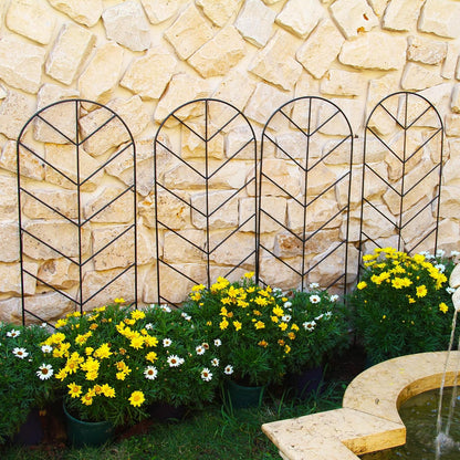 4 Pack Black Garden Trellis 45” x 15.9” for Climbing Plant Rustproof Iron Plant Support Patio Flower Metal Trelli Wire Lattices Grid Panels for Ivy Cucumbers Clematis Roses