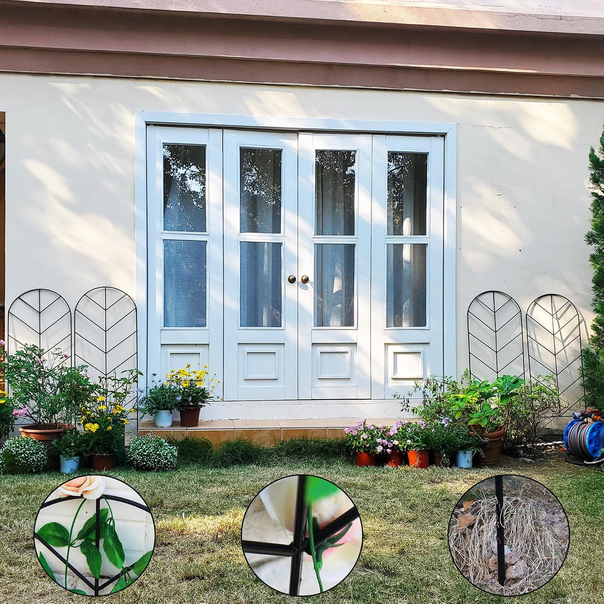 4 Pack Black Garden Trellis 45” x 15.9” for Climbing Plant Rustproof Iron Plant Support Patio Flower Metal Trelli Wire Lattices Grid Panels for Ivy Cucumbers Clematis Roses