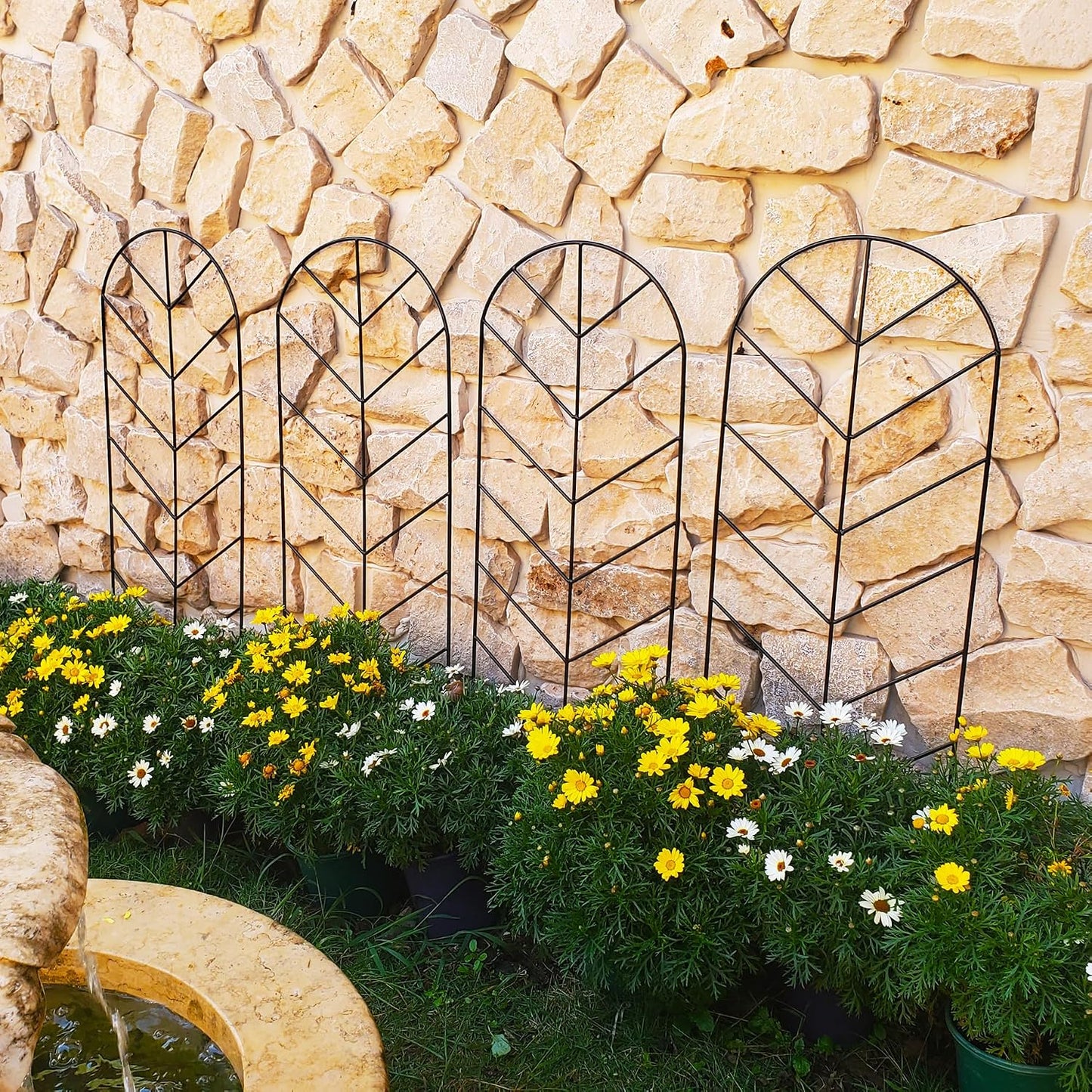 4 Pack Black Garden Trellis 45” x 15.9” for Climbing Plant Rustproof Iron Plant Support Patio Flower Metal Trelli Wire Lattices Grid Panels for Ivy Cucumbers Clematis Roses