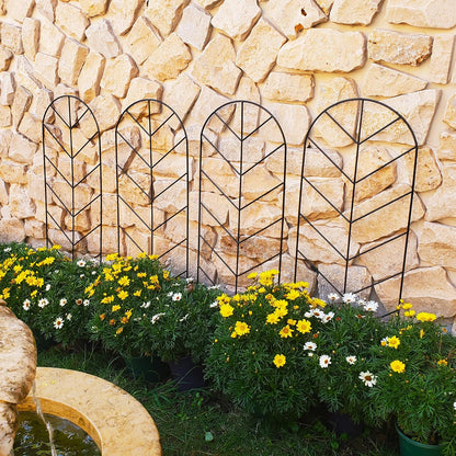 4 Pack Black Garden Trellis 45” x 15.9” for Climbing Plant Rustproof Iron Plant Support Patio Flower Metal Trelli Wire Lattices Grid Panels for Ivy Cucumbers Clematis Roses