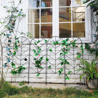 4 Pack Black Garden Trellis 45” x 15.9” for Climbing Plant Rustproof Iron Plant Support Patio Flower Metal Trelli Wire Lattices Grid Panels for Ivy Cucumbers Clematis Roses