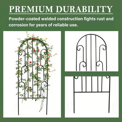 4 Pack Black Garden Trellis 45” x 15.9” for Climbing Plant Rustproof Iron Plant Support Patio Flower Metal Trelli Wire Lattices Grid Panels for Ivy Cucumbers Clematis Roses
