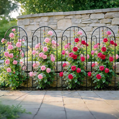 4 Pack Black Garden Trellis 45” x 15.9” for Climbing Plant Rustproof Iron Plant Support Patio Flower Metal Trelli Wire Lattices Grid Panels for Ivy Cucumbers Clematis Roses