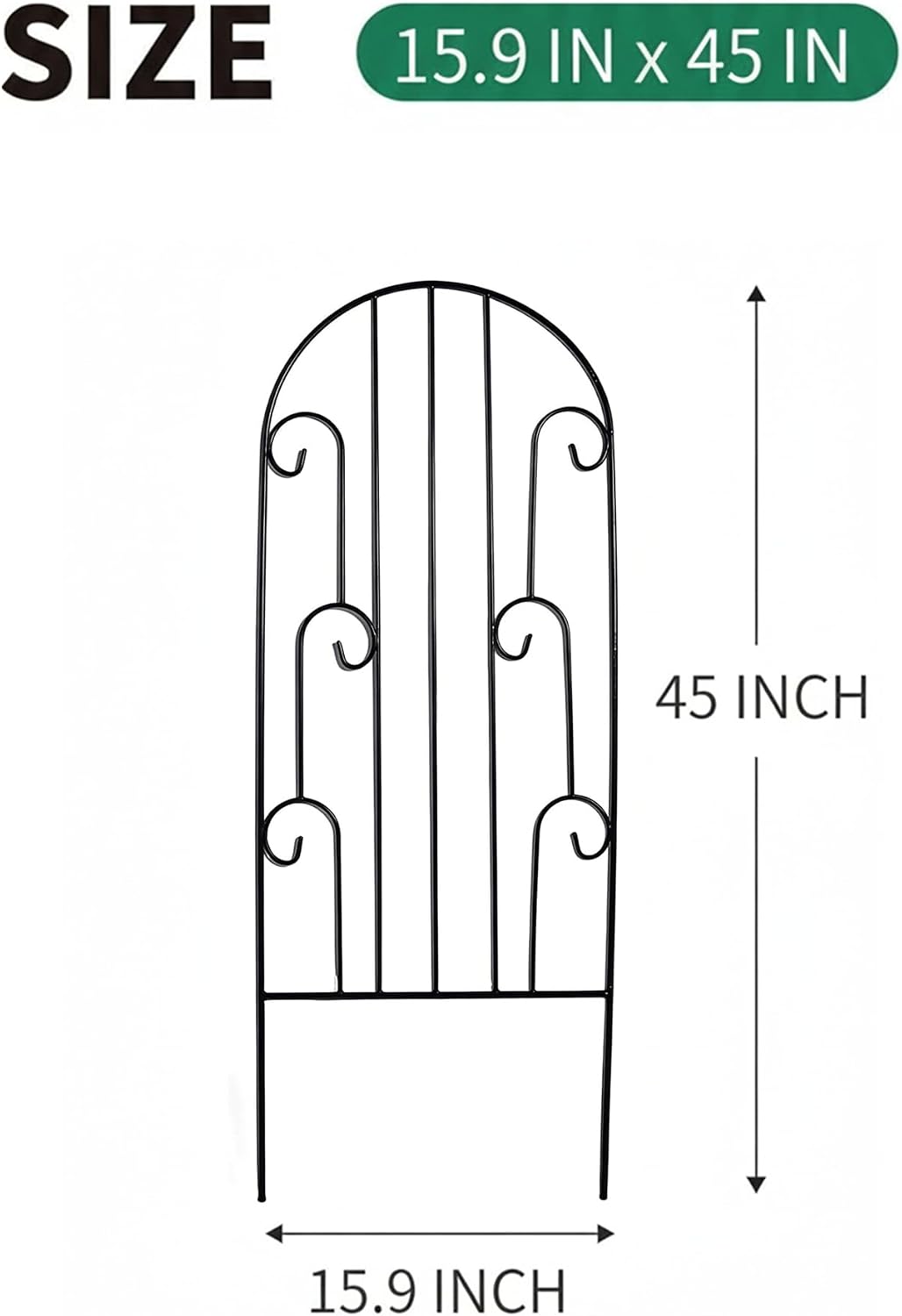 4 Pack Black Garden Trellis 45” x 15.9” for Climbing Plant Rustproof Iron Plant Support Patio Flower Metal Trelli Wire Lattices Grid Panels for Ivy Cucumbers Clematis Roses