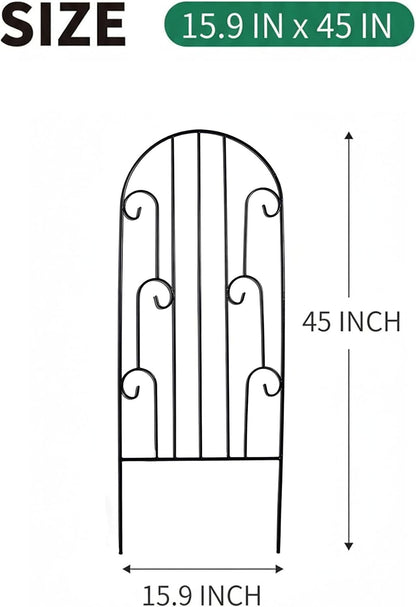 4 Pack Black Garden Trellis 45” x 15.9” for Climbing Plant Rustproof Iron Plant Support Patio Flower Metal Trelli Wire Lattices Grid Panels for Ivy Cucumbers Clematis Roses