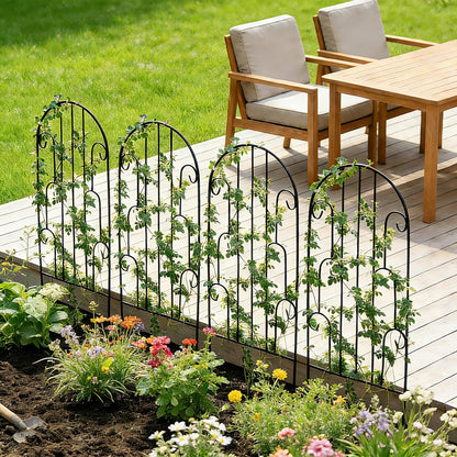 4 Pack Black Garden Trellis 45” x 15.9” for Climbing Plant Rustproof Iron Plant Support Patio Flower Metal Trelli Wire Lattices Grid Panels for Ivy Cucumbers Clematis Roses