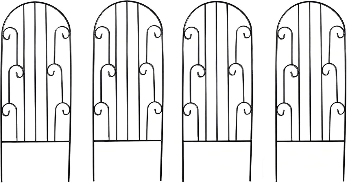 4 Pack Black Garden Trellis 45” x 15.9” for Climbing Plant Rustproof Iron Plant Support Patio Flower Metal Trelli Wire Lattices Grid Panels for Ivy Cucumbers Clematis Roses