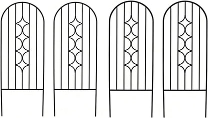 4 Pack Black Garden Trellis 45” x 15.9” for Climbing Plant Rustproof Iron Plant Support Patio Flower Metal Trelli Wire Lattices Grid Panels for Ivy Cucumbers Clematis Roses