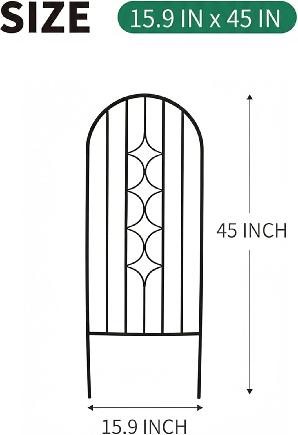 4 Pack Black Garden Trellis 45” x 15.9” for Climbing Plant Rustproof Iron Plant Support Patio Flower Metal Trelli Wire Lattices Grid Panels for Ivy Cucumbers Clematis Roses