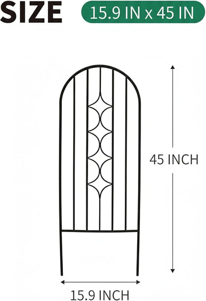 4 Pack Black Garden Trellis 45” x 15.9” for Climbing Plant Rustproof Iron Plant Support Patio Flower Metal Trelli Wire Lattices Grid Panels for Ivy Cucumbers Clematis Roses