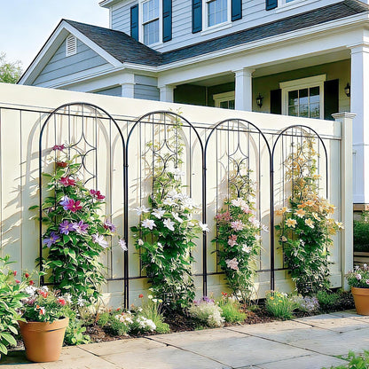 4 Pack Black Garden Trellis 45” x 15.9” for Climbing Plant Rustproof Iron Plant Support Patio Flower Metal Trelli Wire Lattices Grid Panels for Ivy Cucumbers Clematis Roses