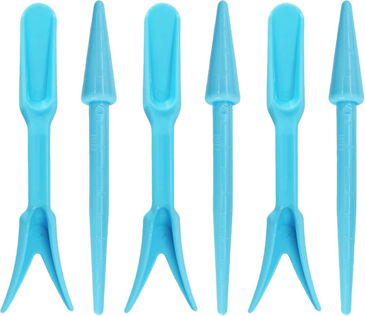6PCS Mini Garden Hand Succulent Transplanting Tools Set, Plastic Seedling Dibber and Digging Tools for Indoor Gardening, Home Plant Care, Repotting, Lawn Maintenance(Blue)