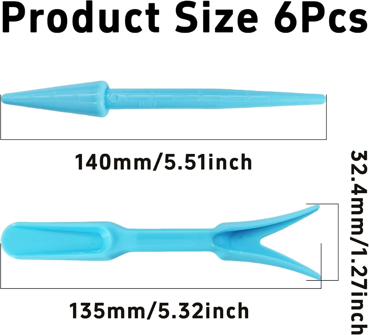 6PCS Mini Garden Hand Succulent Transplanting Tools Set, Plastic Seedling Dibber and Digging Tools for Indoor Gardening, Home Plant Care, Repotting, Lawn Maintenance(Blue)