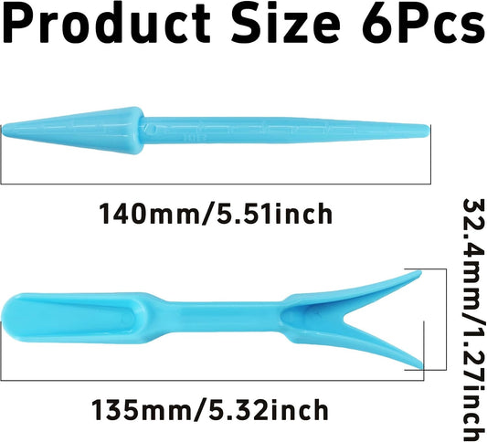6PCS Mini Garden Hand Succulent Transplanting Tools Set, Plastic Seedling Dibber and Digging Tools for Indoor Gardening, Home Plant Care, Repotting, Lawn Maintenance(Blue)