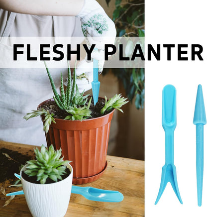 6PCS Mini Garden Hand Succulent Transplanting Tools Set, Plastic Seedling Dibber and Digging Tools for Indoor Gardening, Home Plant Care, Repotting, Lawn Maintenance(Blue)