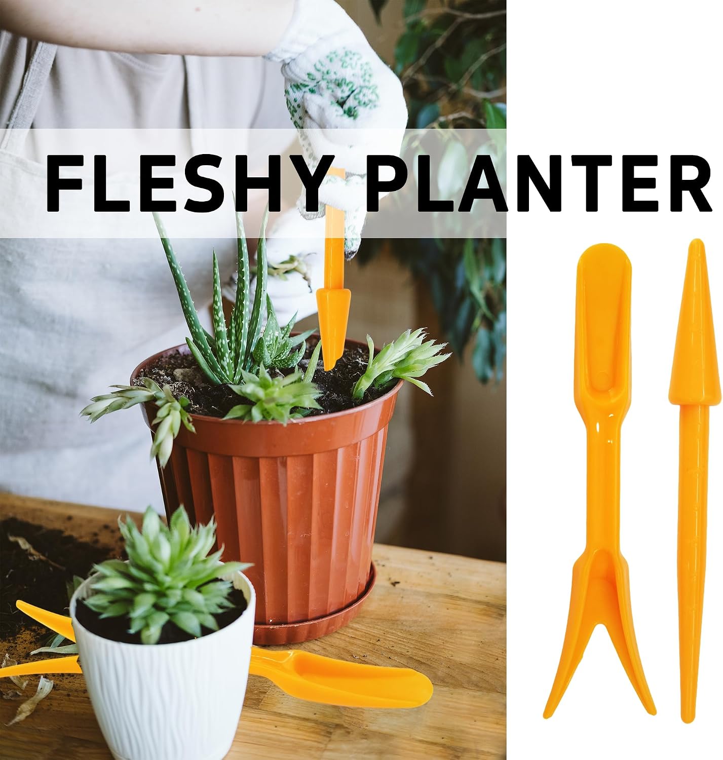 6PCS Mini Garden Hand Succulent Transplanting Tools Set, Plastic Seedling Dibber and Digging Tools for Indoor Gardening, Home Plant Care, Repotting, Lawn Maintenance(Blue)