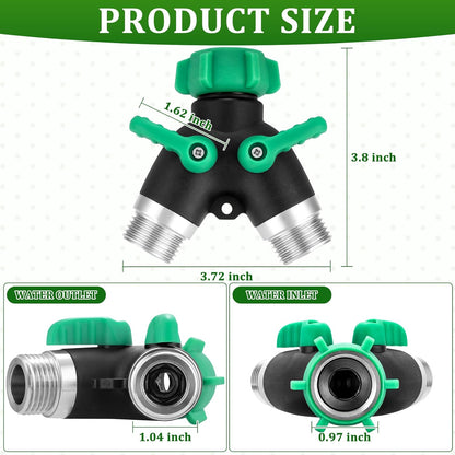 2 Pack Garden Hose Splitter 2 Ways Water Hose Splitter Heavy Duty Plastic 3/4" Hose Y Splitter Outdoor Faucet Splitter with Leak Proof Tape and 4 Extra Rubber Gaskets