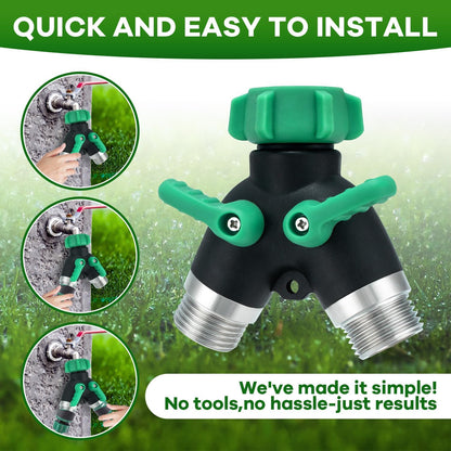2 Pack Garden Hose Splitter 2 Ways Water Hose Splitter Heavy Duty Plastic 3/4" Hose Y Splitter Outdoor Faucet Splitter with Leak Proof Tape and 4 Extra Rubber Gaskets